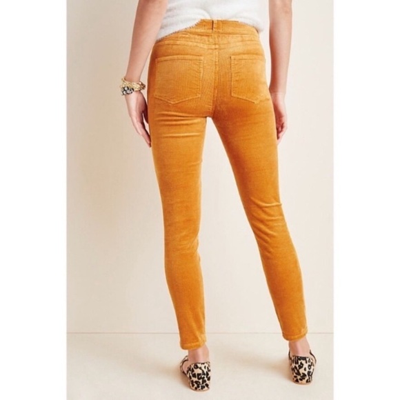 PAIGE Hoxton Ankle Skinny Corduroy Pants Mustard Yellow Gold - Picture 4 of 14
